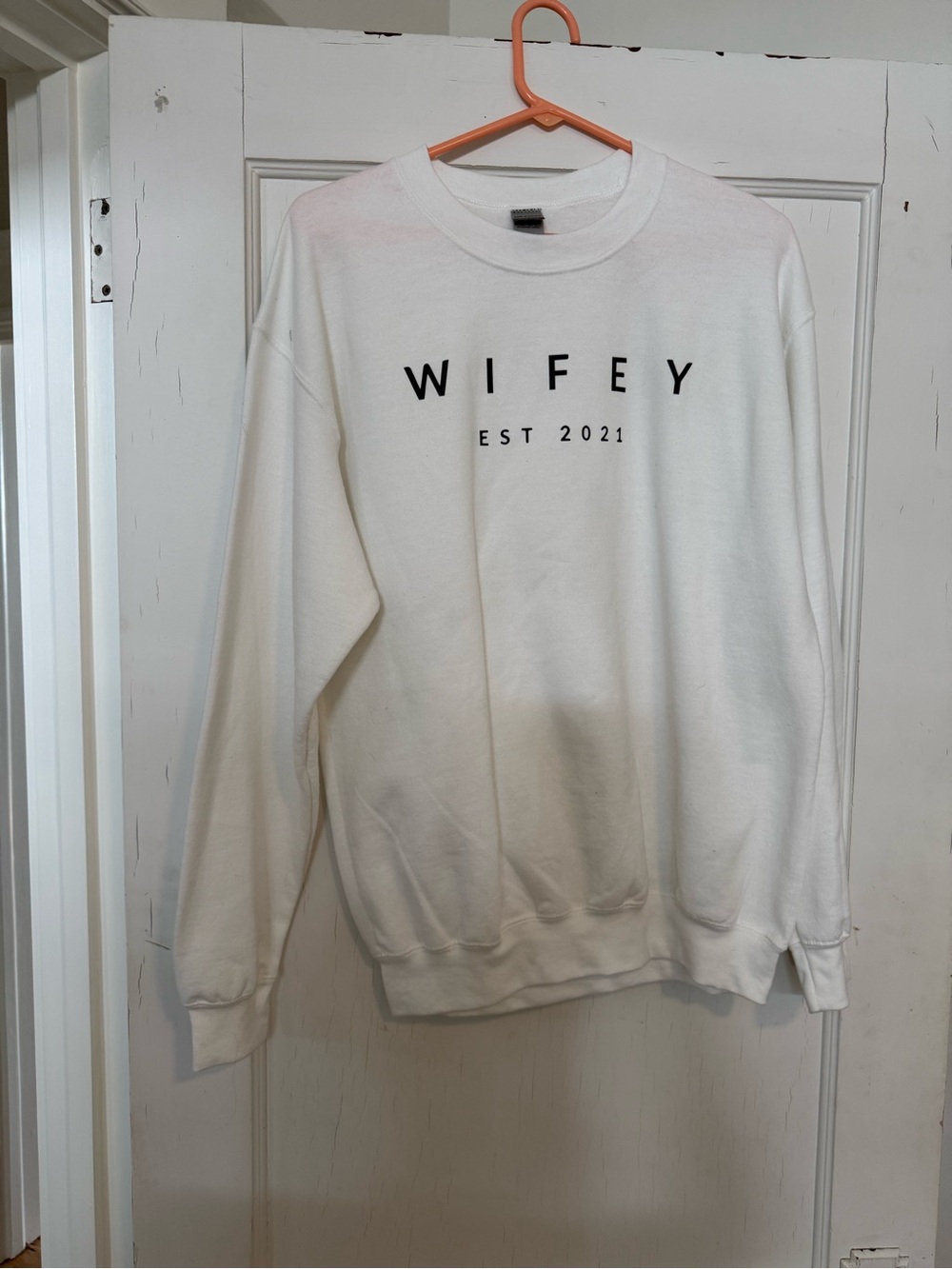 Wifey EST 2021 White Crewneck Sweater